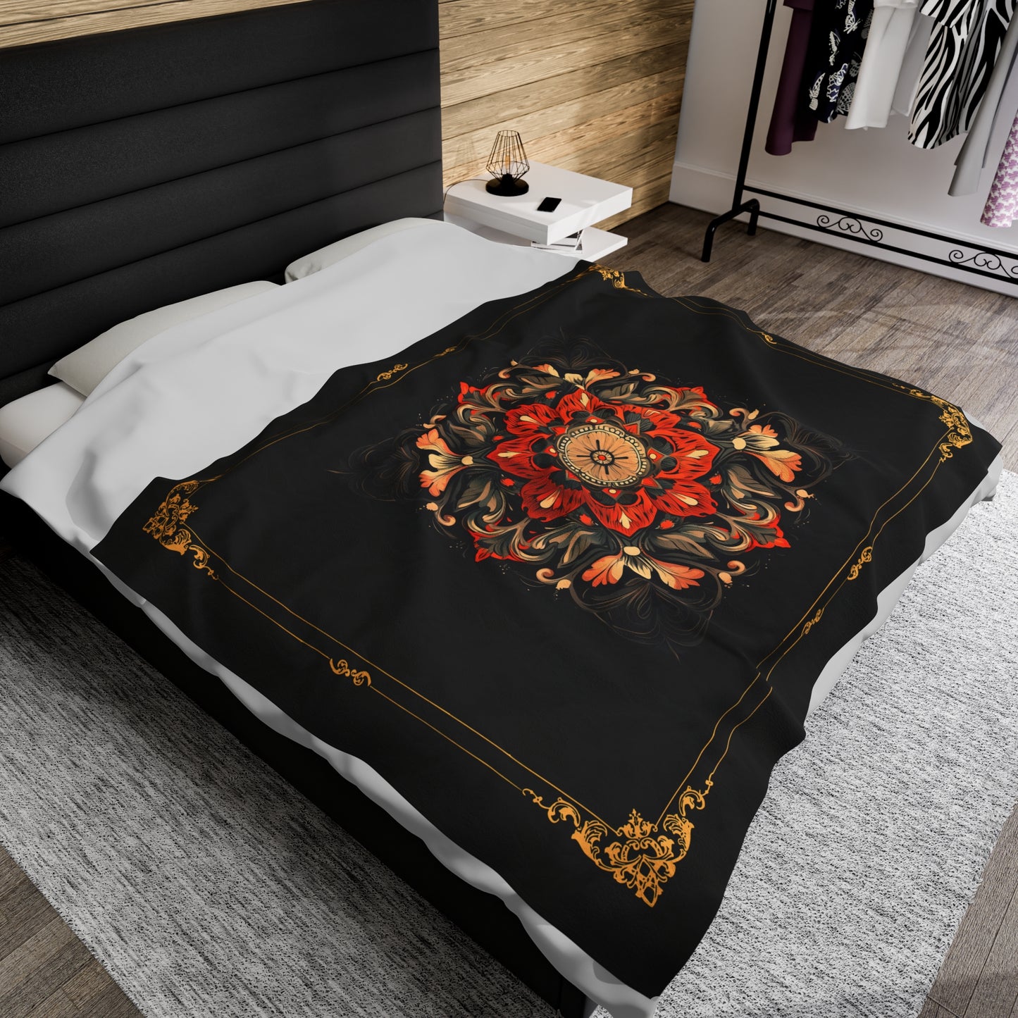 Abstract Bloom Velveteen Plush Blanket