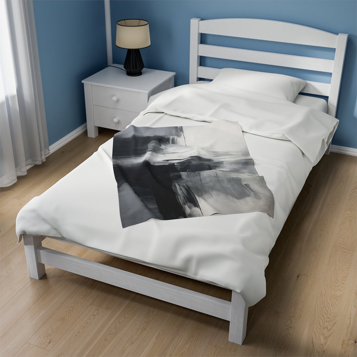 Greyscale Abstract Velveteen Plush Blanket