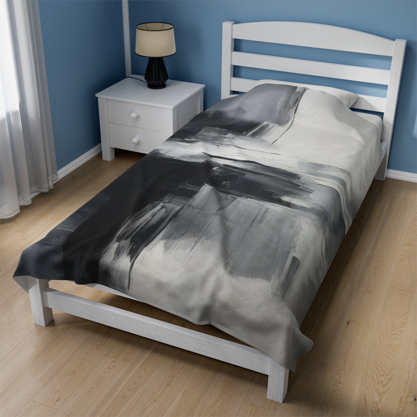 Greyscale Abstract Velveteen Plush Blanket