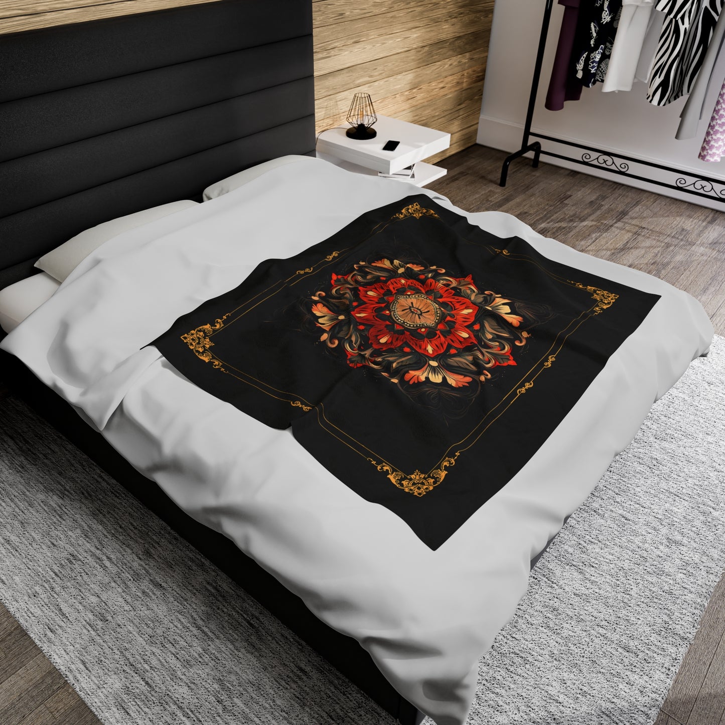 Abstract Bloom Velveteen Plush Blanket