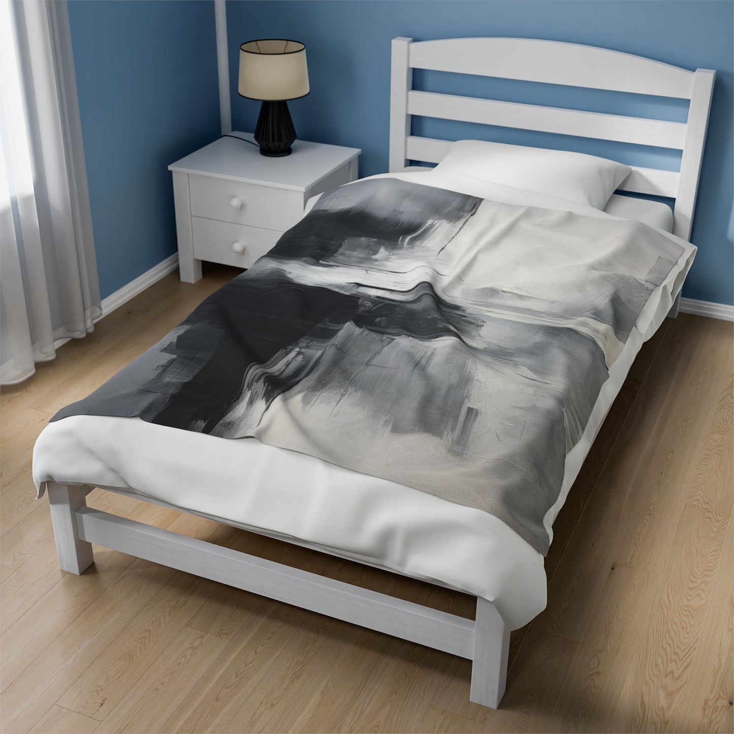 Greyscale Abstract Velveteen Plush Blanket