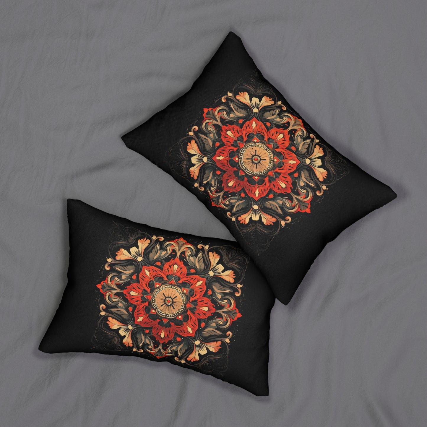Abstract Blossom Spun Polyester Lumbar Pillow