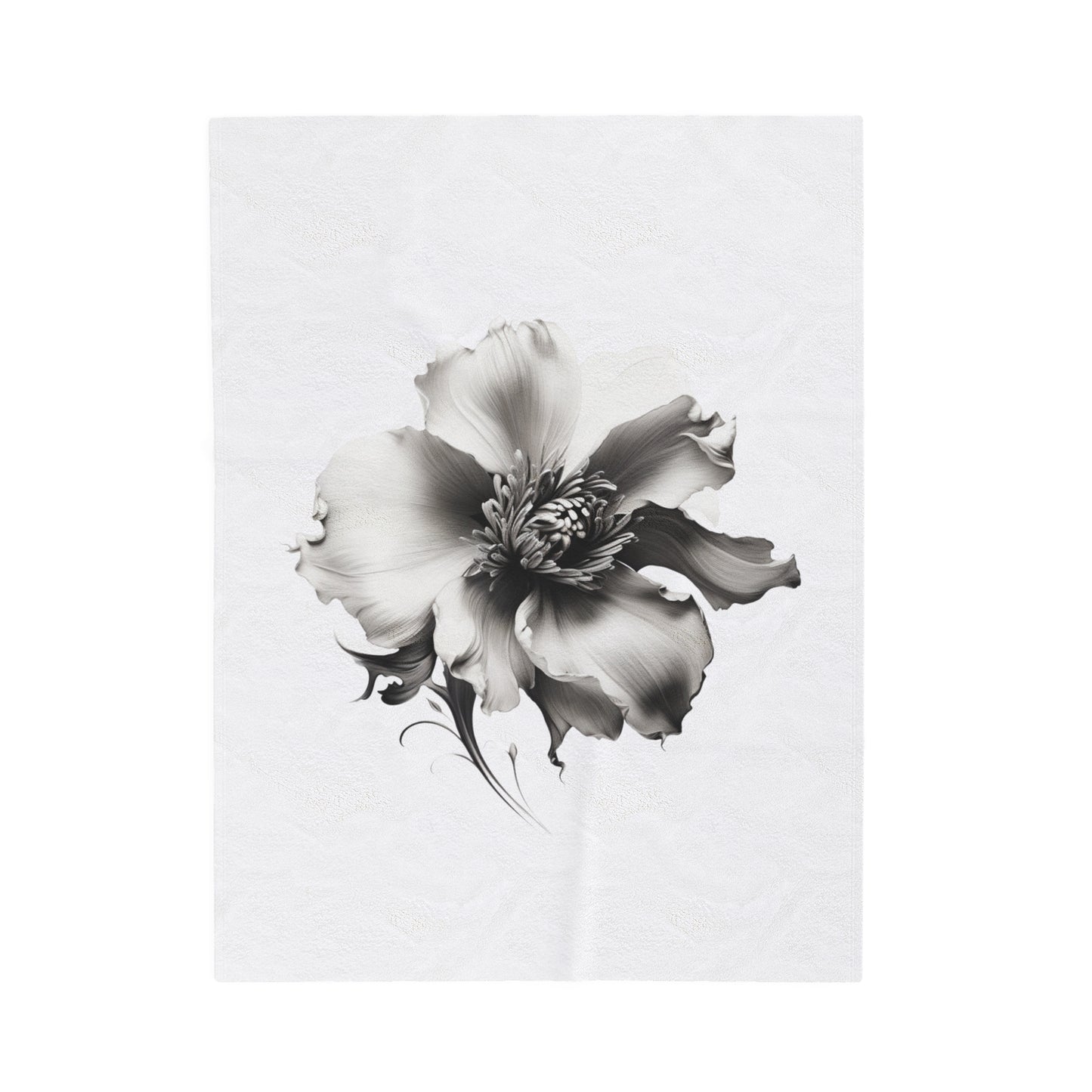 Monochrome Blossom Velveteen Plush Blanket
