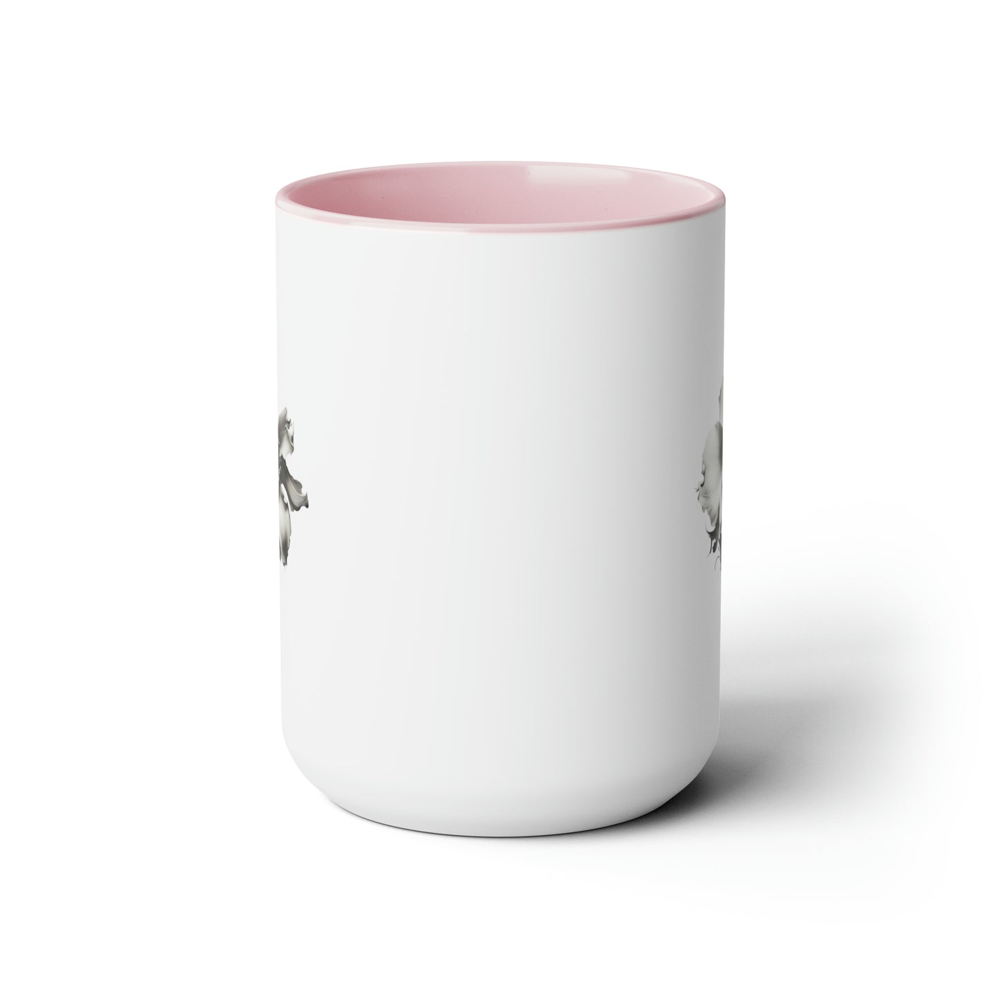 Double-Sided Flower, Greyscale, Two-Tone Coffee Mugs, 15oz