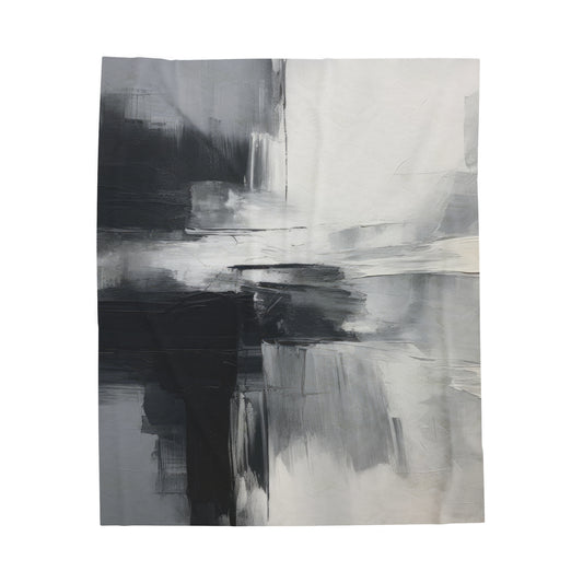 Greyscale Abstract Velveteen Plush Blanket