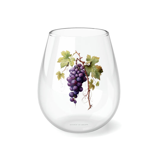 Purple Grapes Stemless Wine Glass, 11.75oz