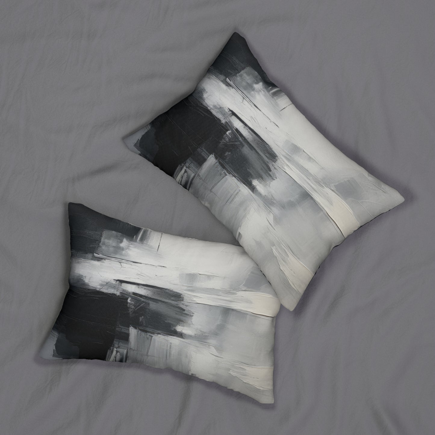 Greyscale Abstract Spun Polyester Lumbar Pillow