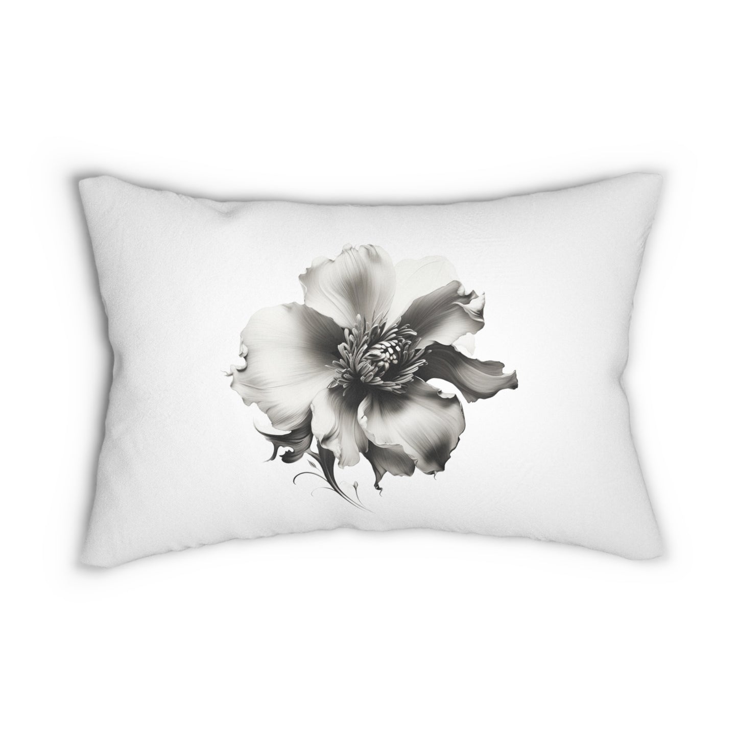 Monochrome Blossom Spun Polyester Lumbar Pillow