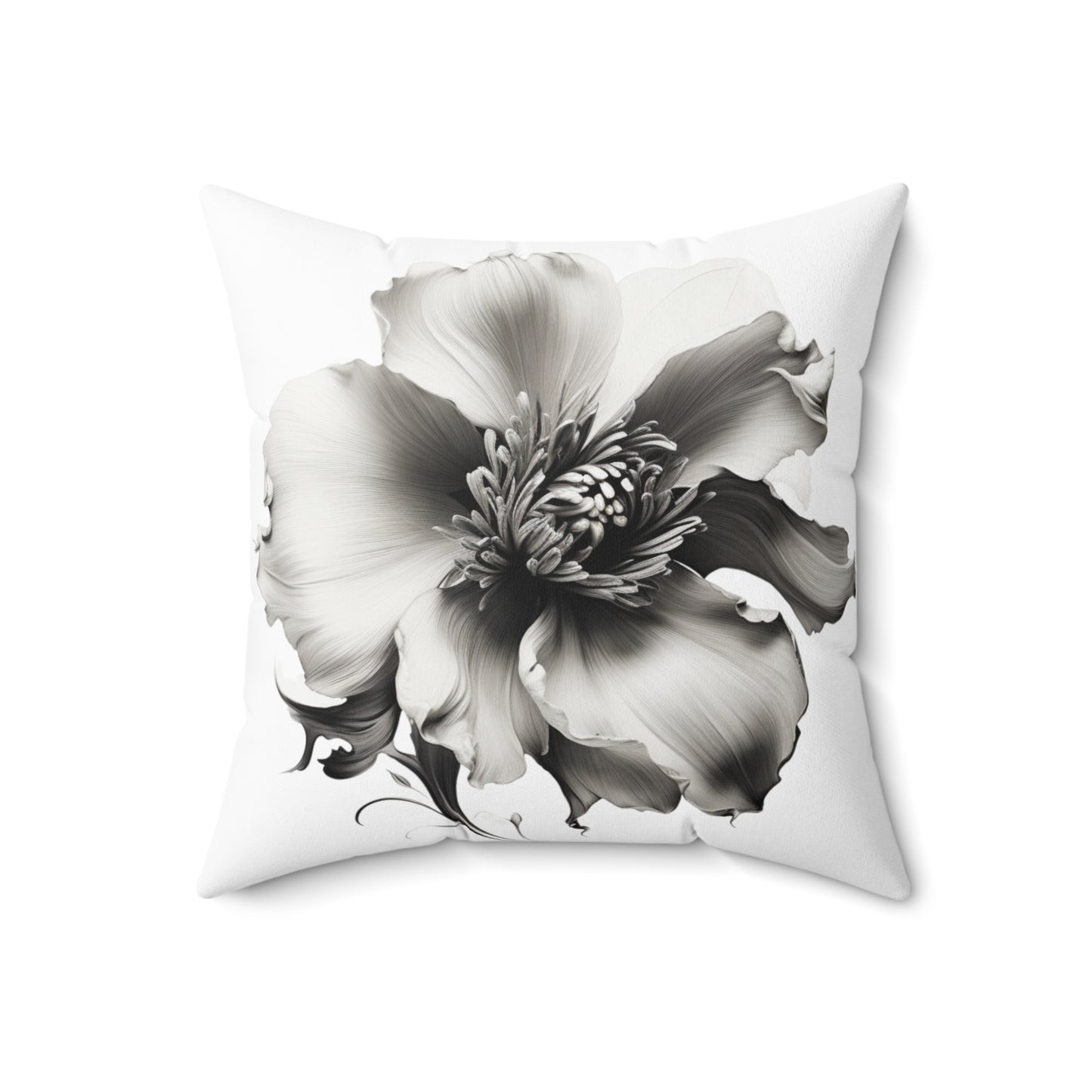 "Greyscale Flower" Spun Polyester Square Pillow