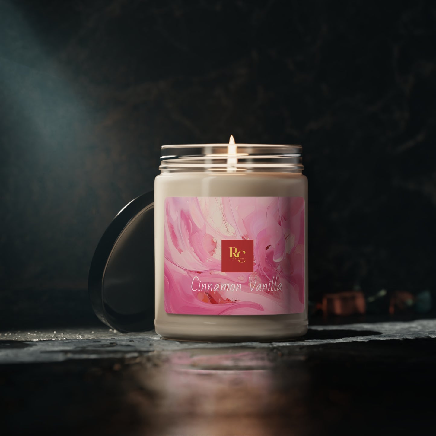 Pink Abstract Designed Scented Soy Candle, 9oz