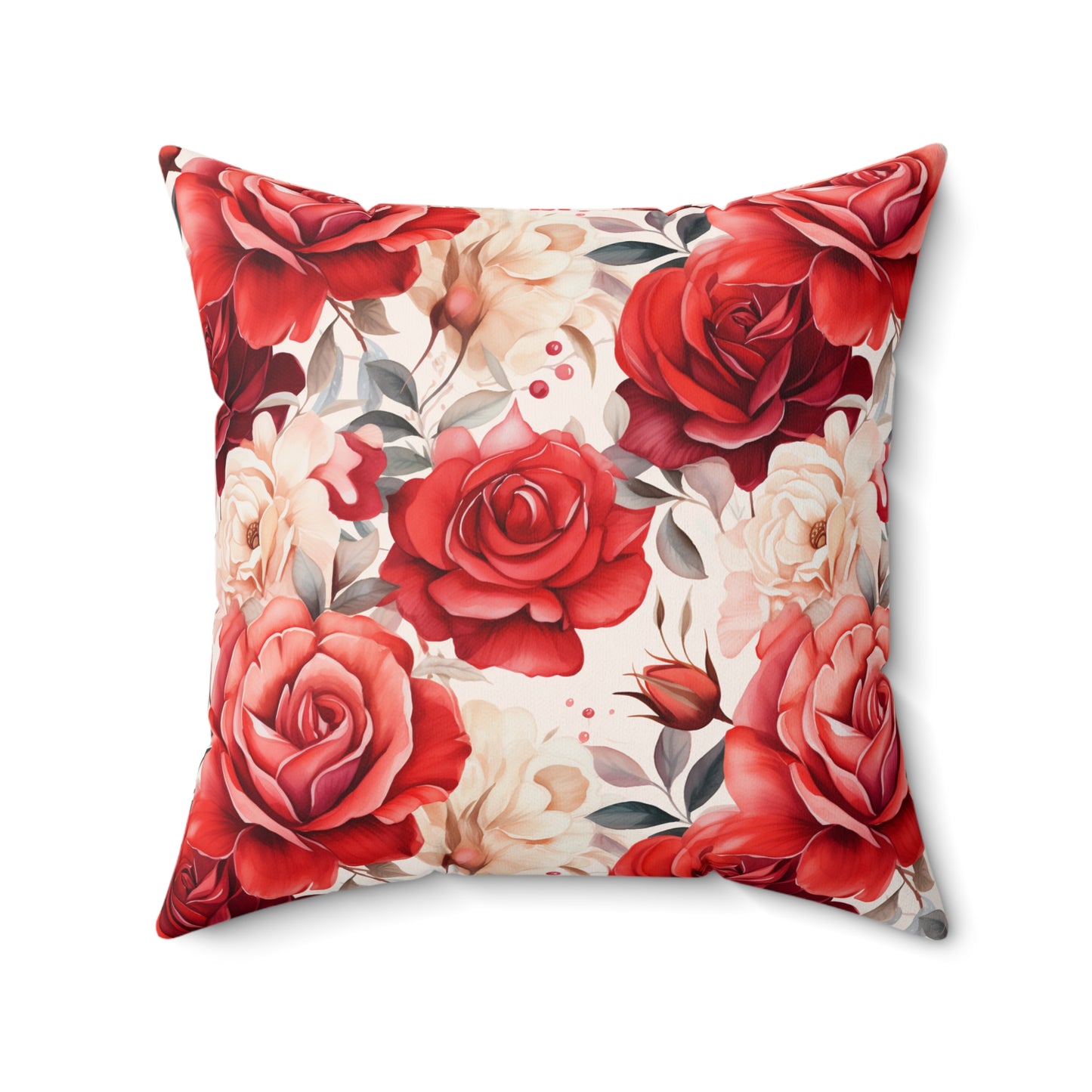 "Rosey Pattern" Spun Polyester Square Pillow