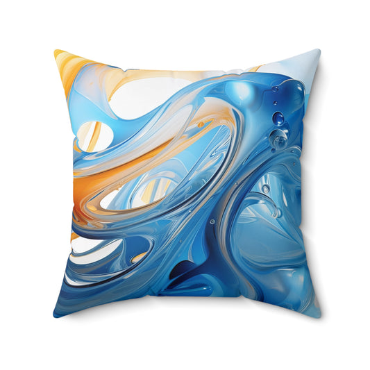 "Azure Swirl" Spun Polyester Square Pillow