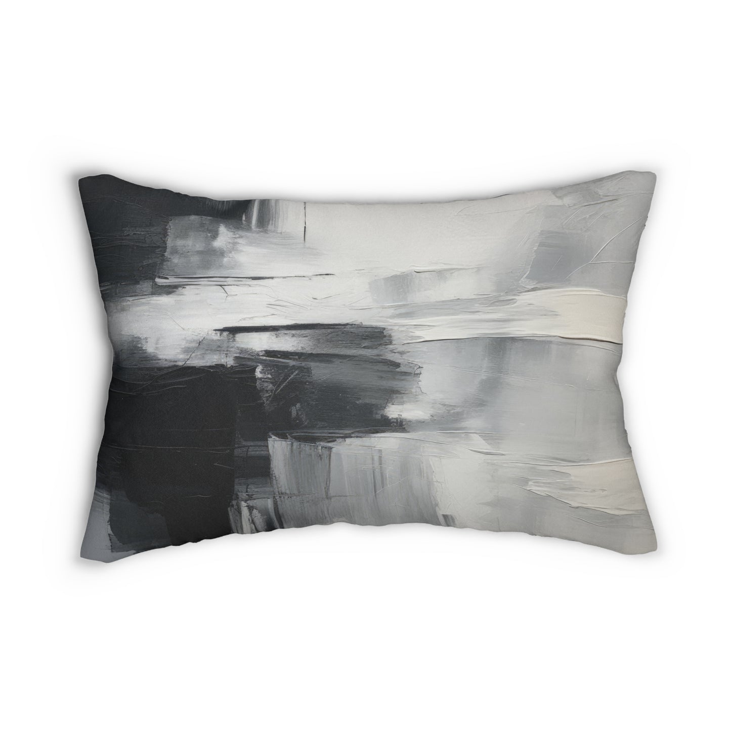 Greyscale Abstract Spun Polyester Lumbar Pillow