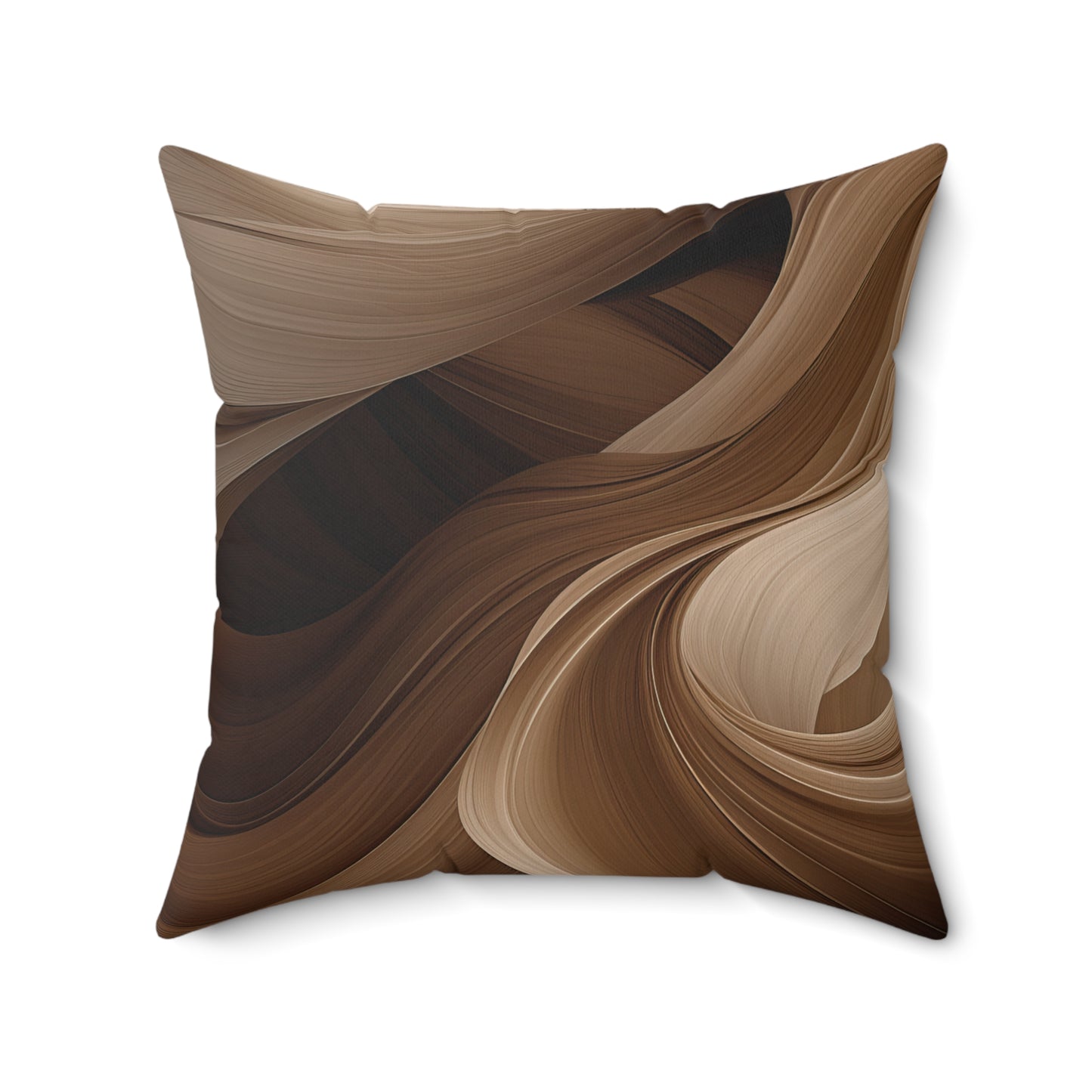 Monochrome Brown Abstract Polyester Square Pillow