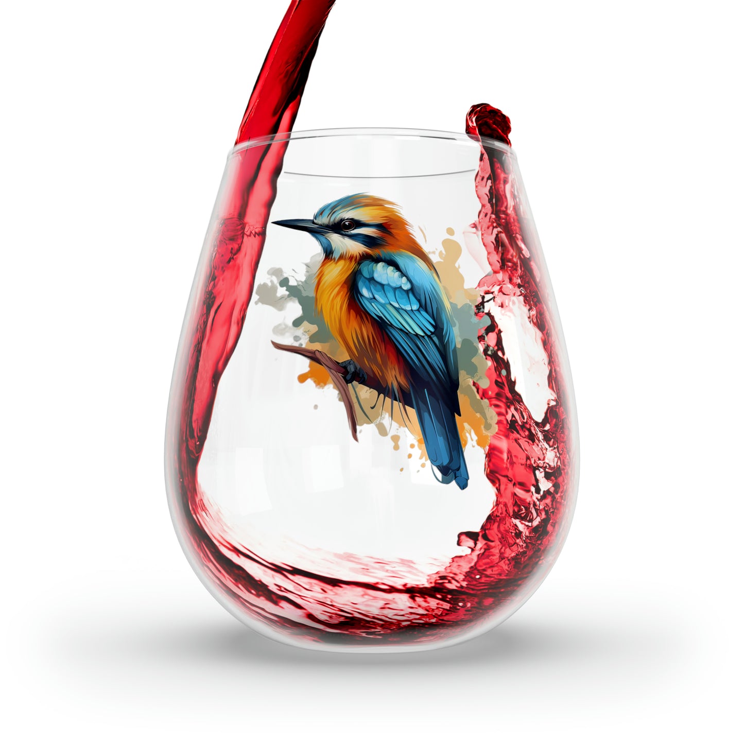 Artistic Bird Stemless Wine Glass, 11.75oz