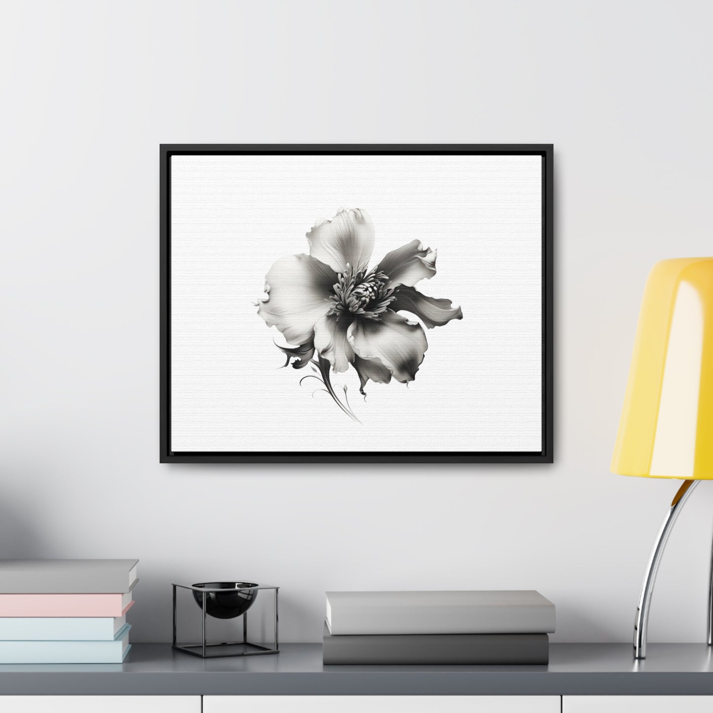 Monochrome Blossom Gallery Canvas Wraps, Horizontal Frame