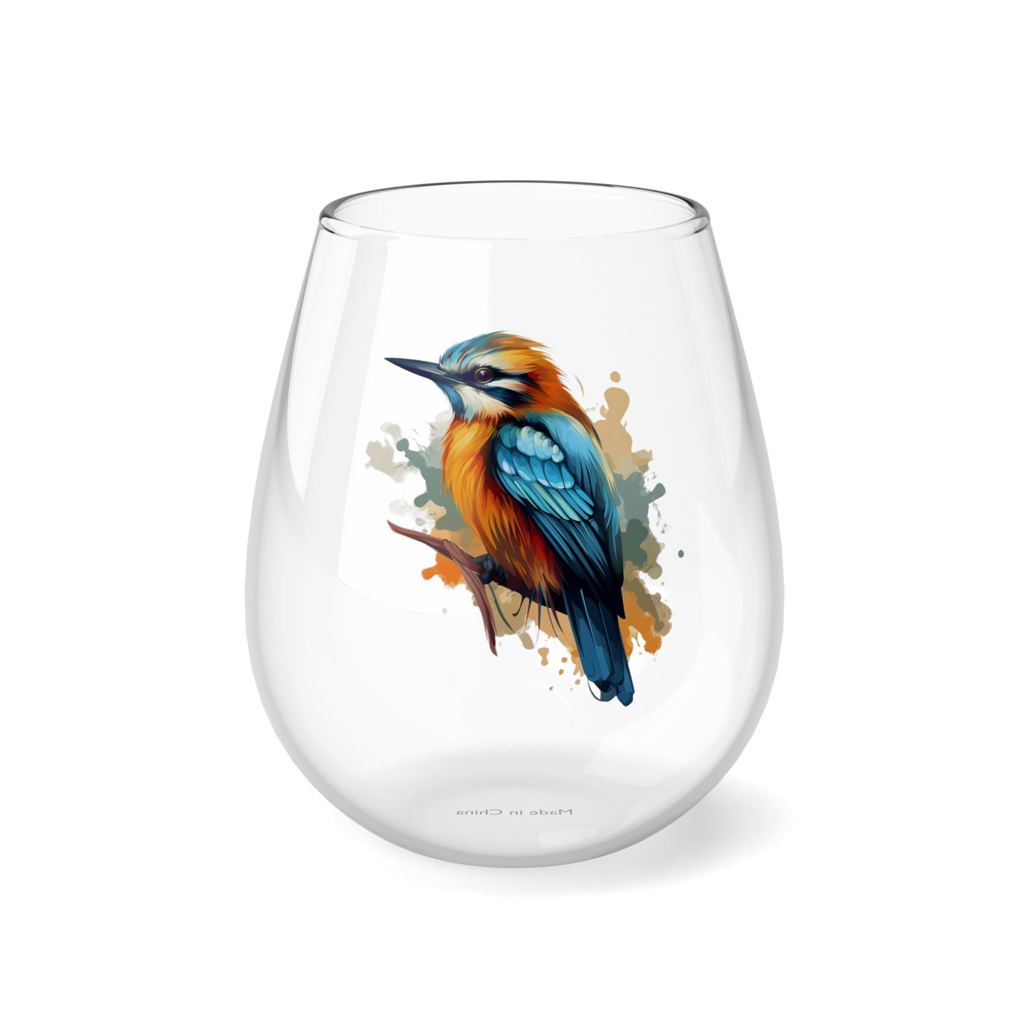 Artistic Bird Stemless Wine Glass, 11.75oz