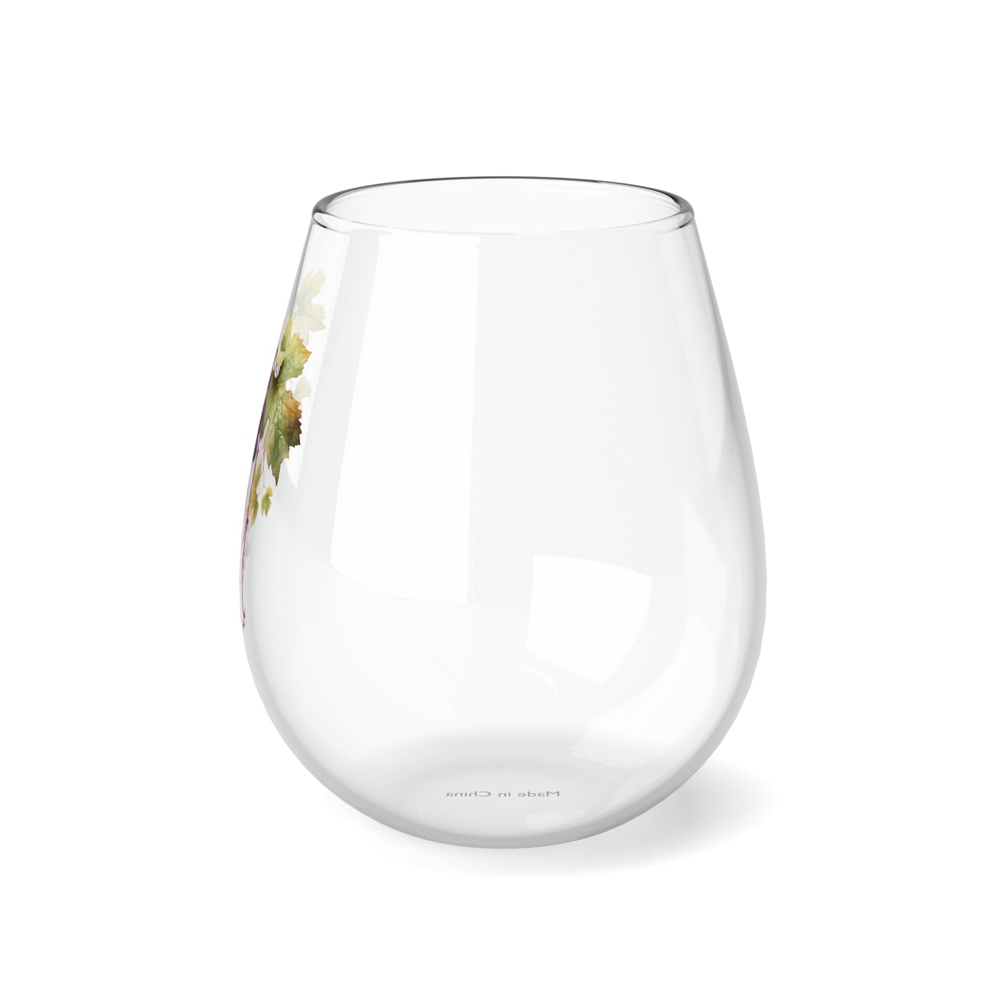 Purple Grapes Stemless Wine Glass, 11.75oz