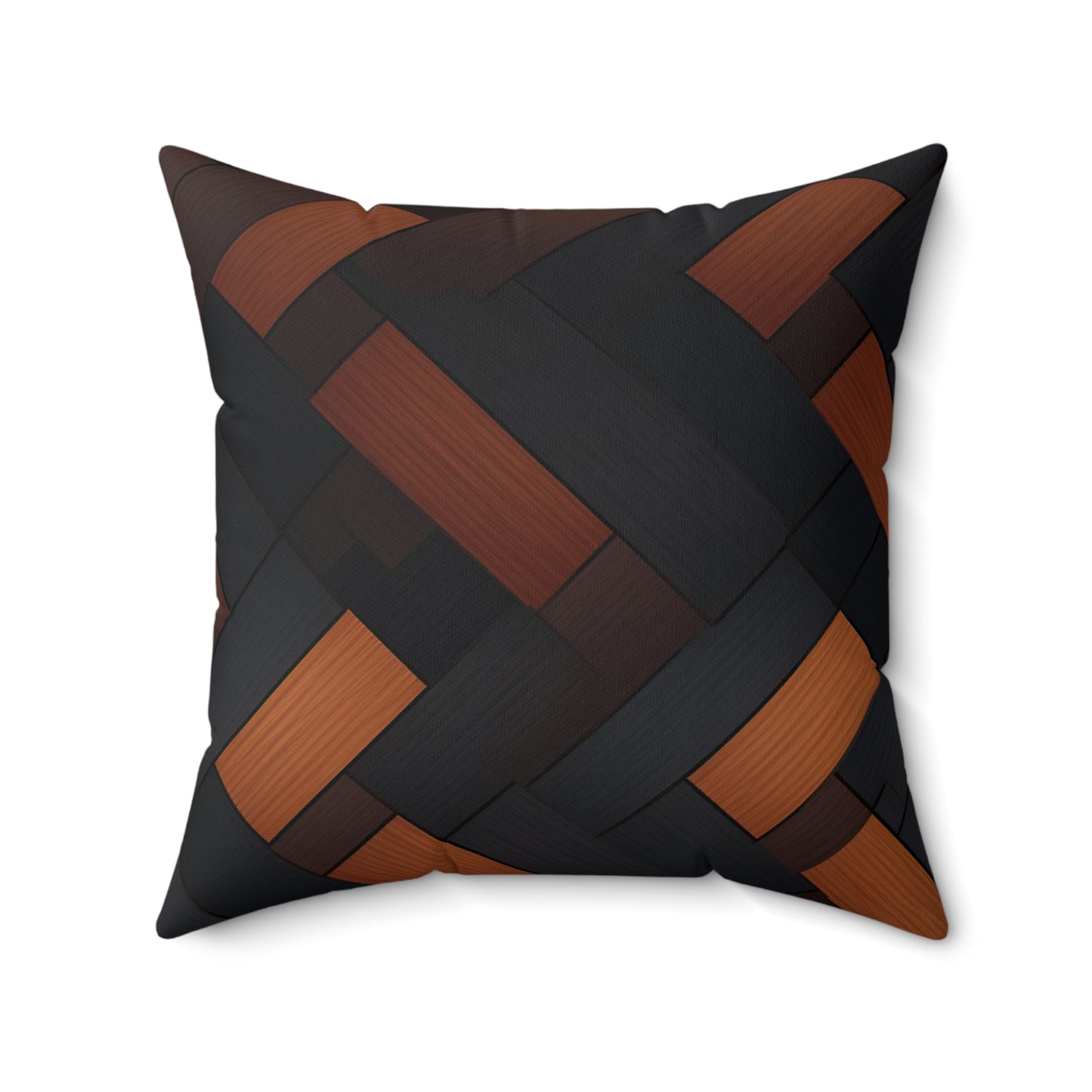 Brown Geometric Design Polyester Square Pillow