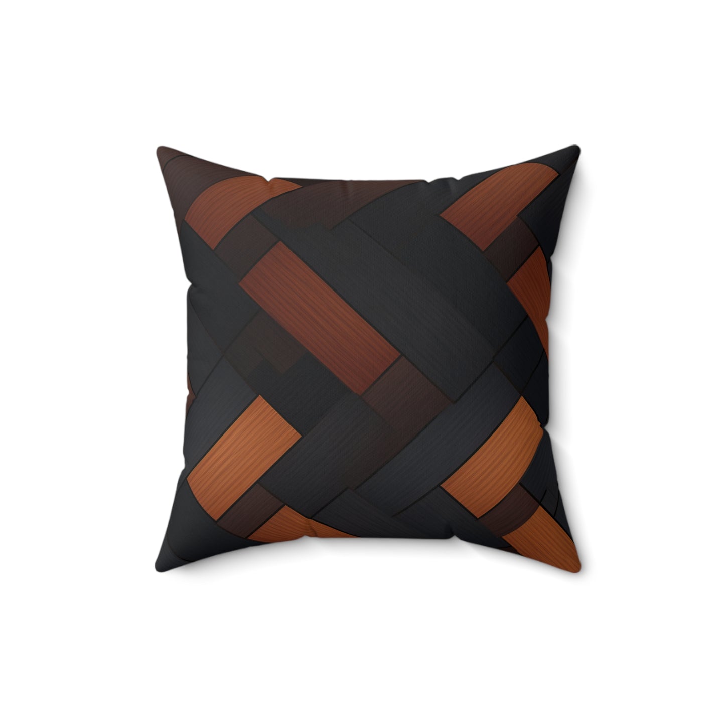 Brown Geometric Design Polyester Square Pillow