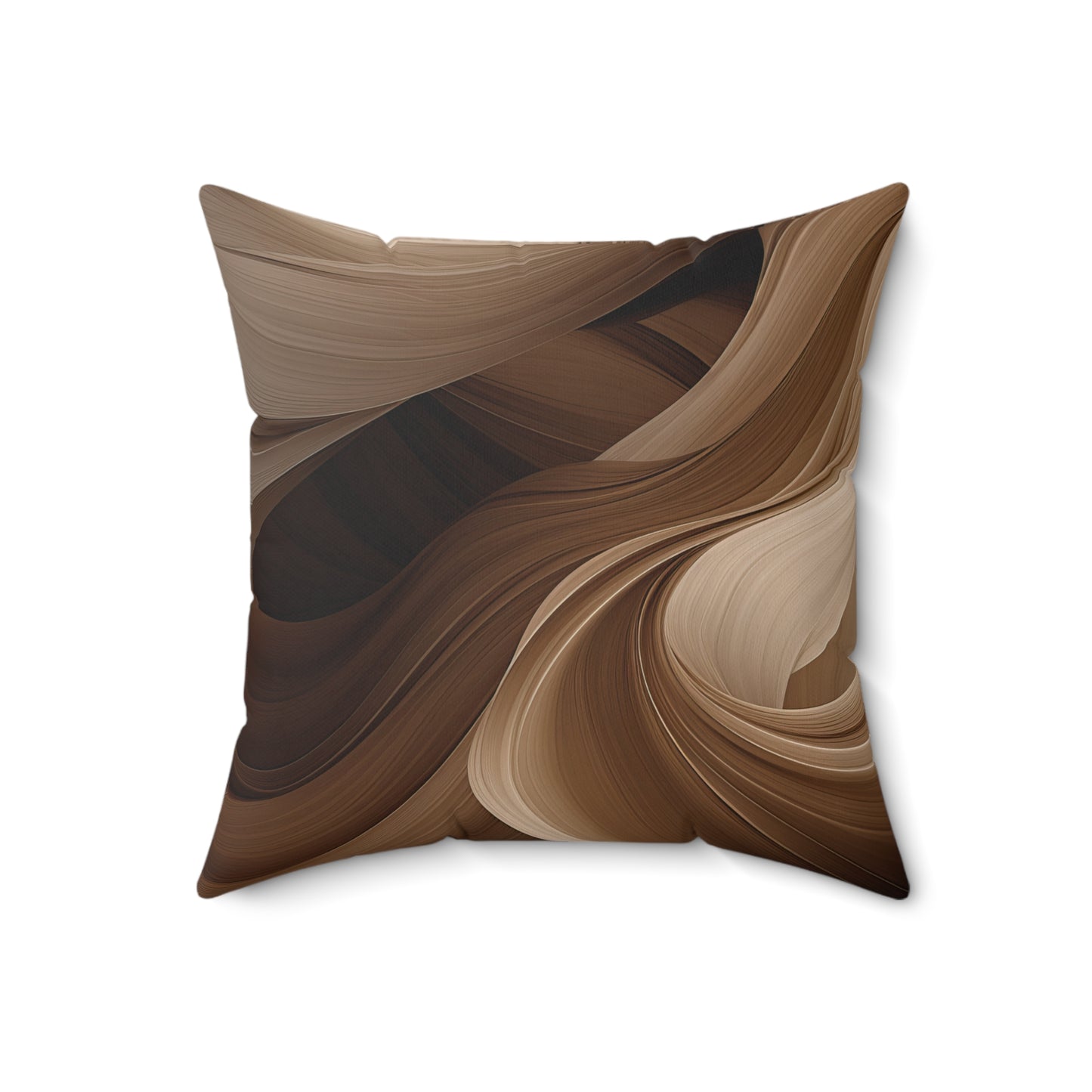 Monochrome Brown Abstract Polyester Square Pillow