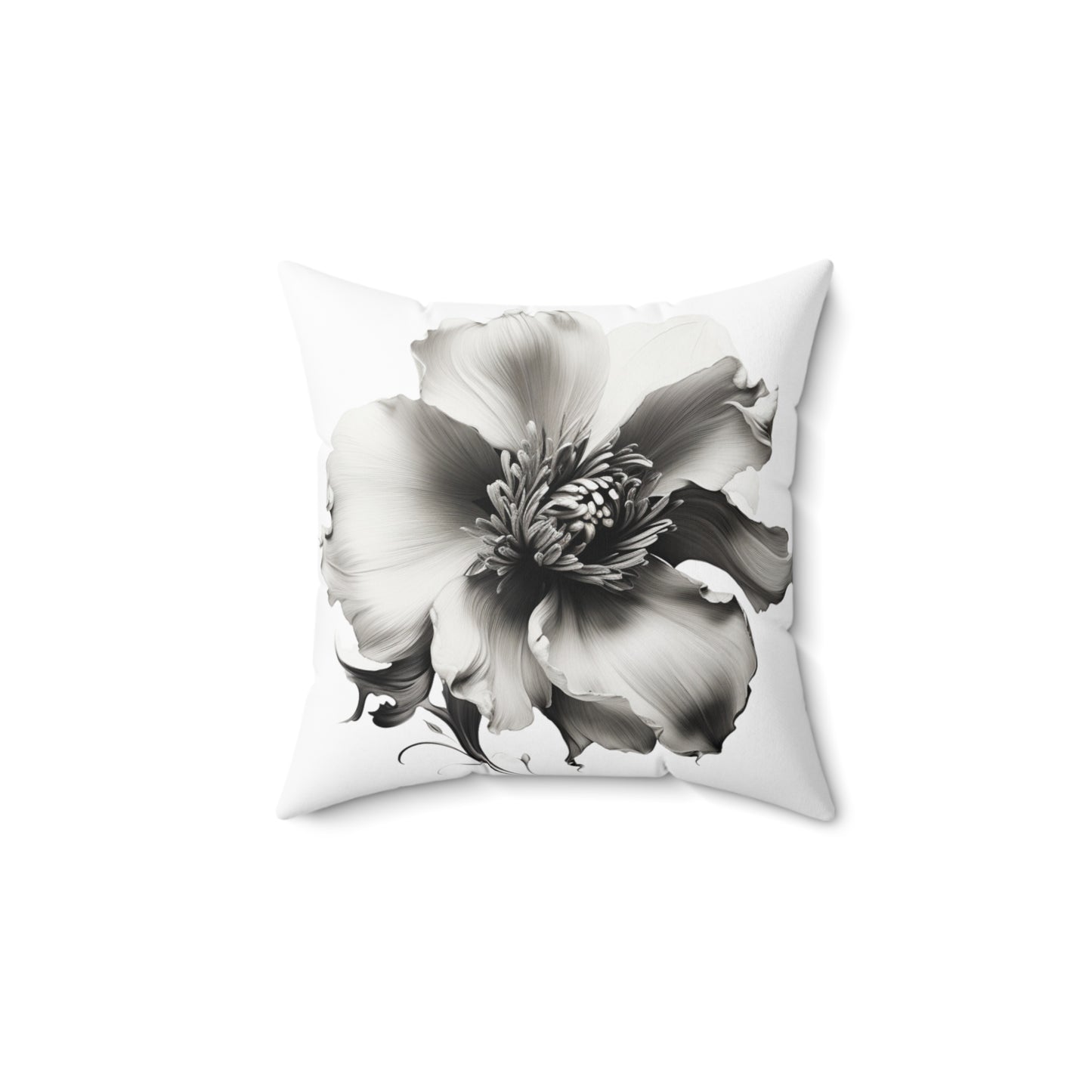 "Greyscale Flower" Spun Polyester Square Pillow