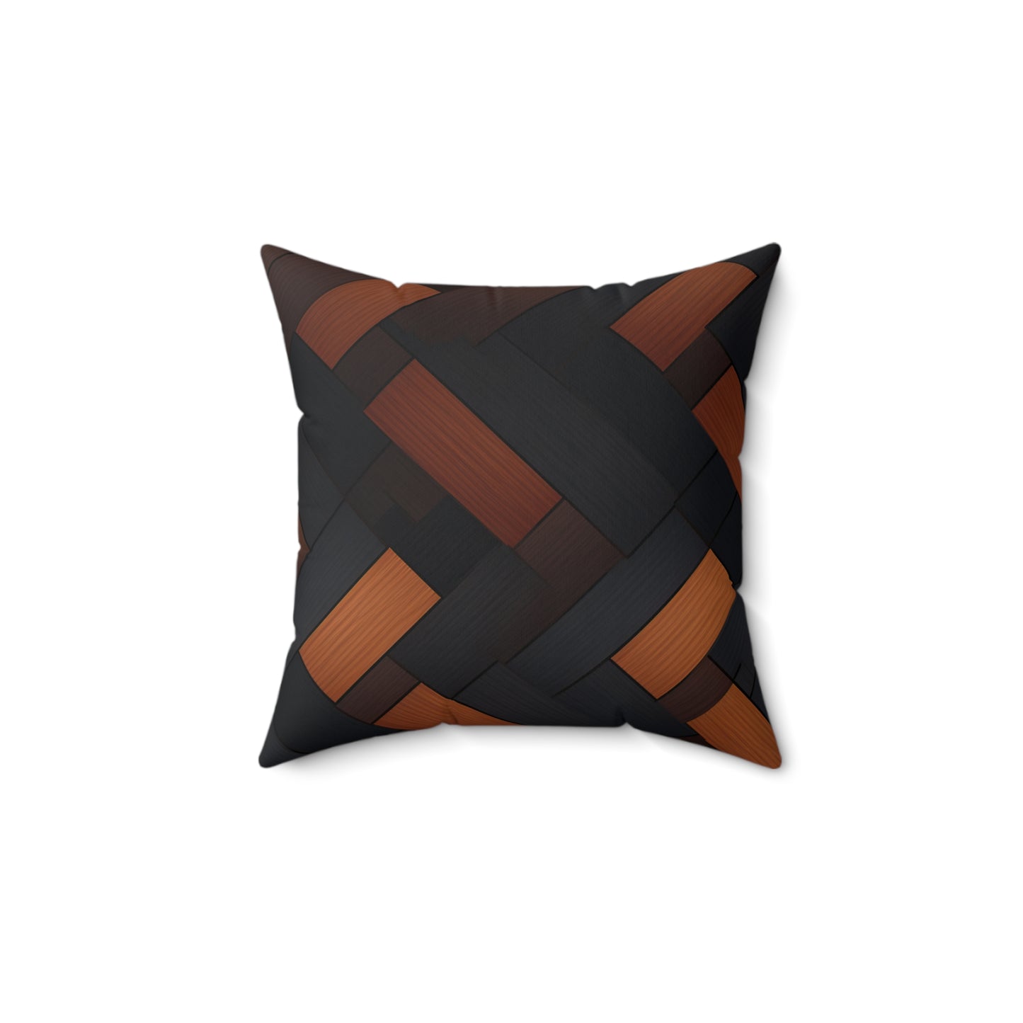 Brown Geometric Design Polyester Square Pillow