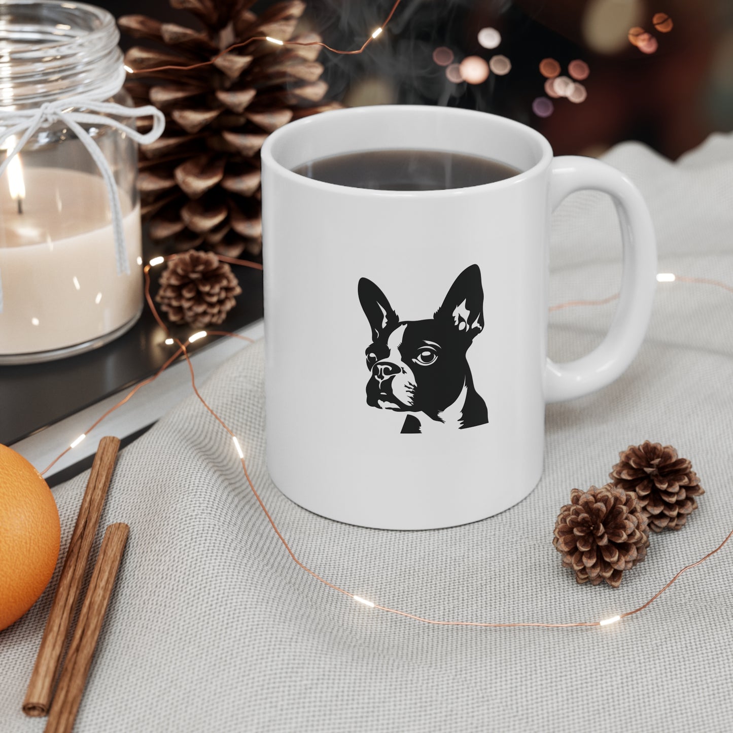 Boston Terrier Silhouette Ceramic Mug 11oz