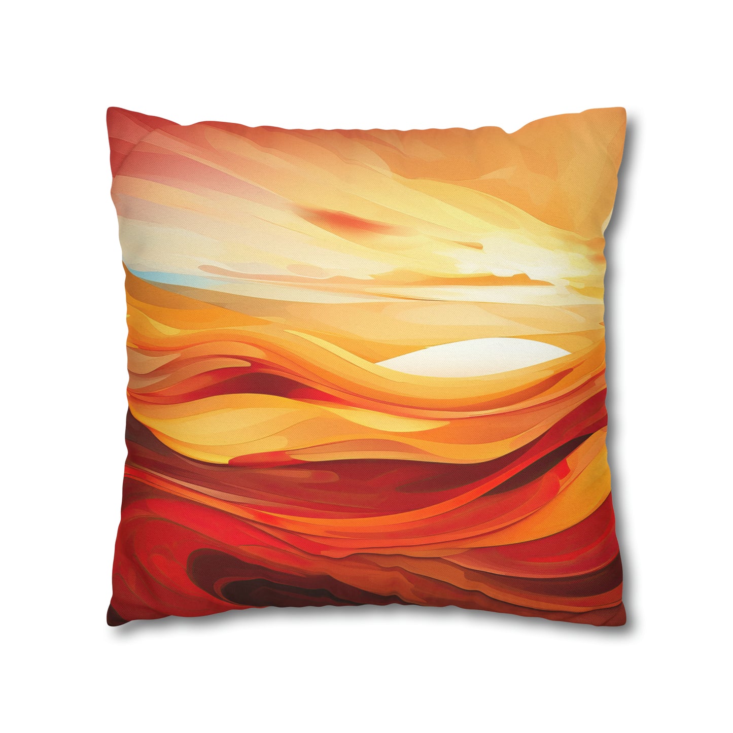 "Warm Sunset Abstract" Spun Polyester Square Pillow Case