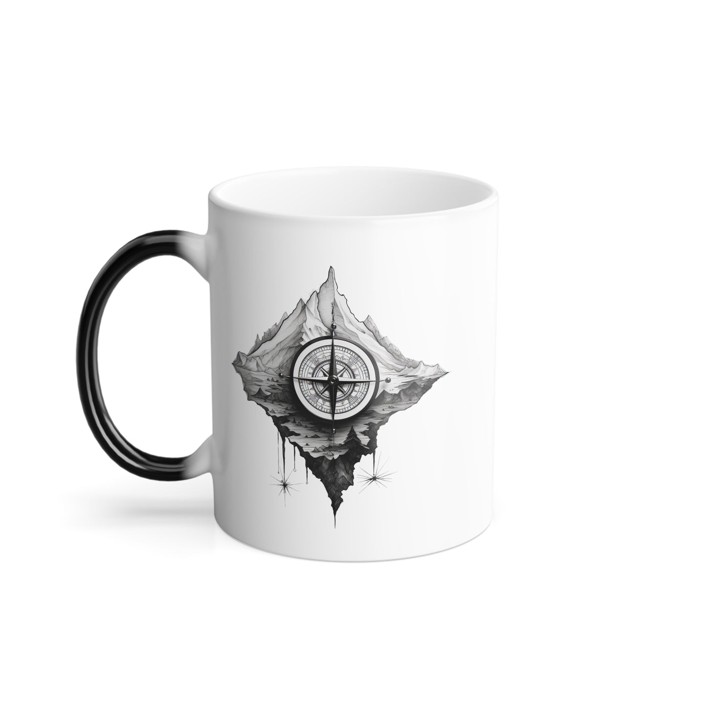 "Greyscale Compass" Magic Mug, 11oz