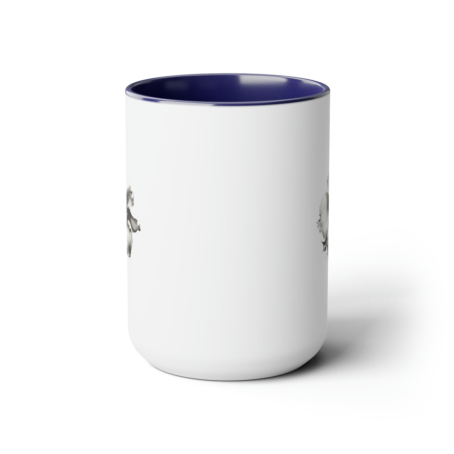 Double-Sided Flower, Greyscale, Two-Tone Coffee Mugs, 15oz
