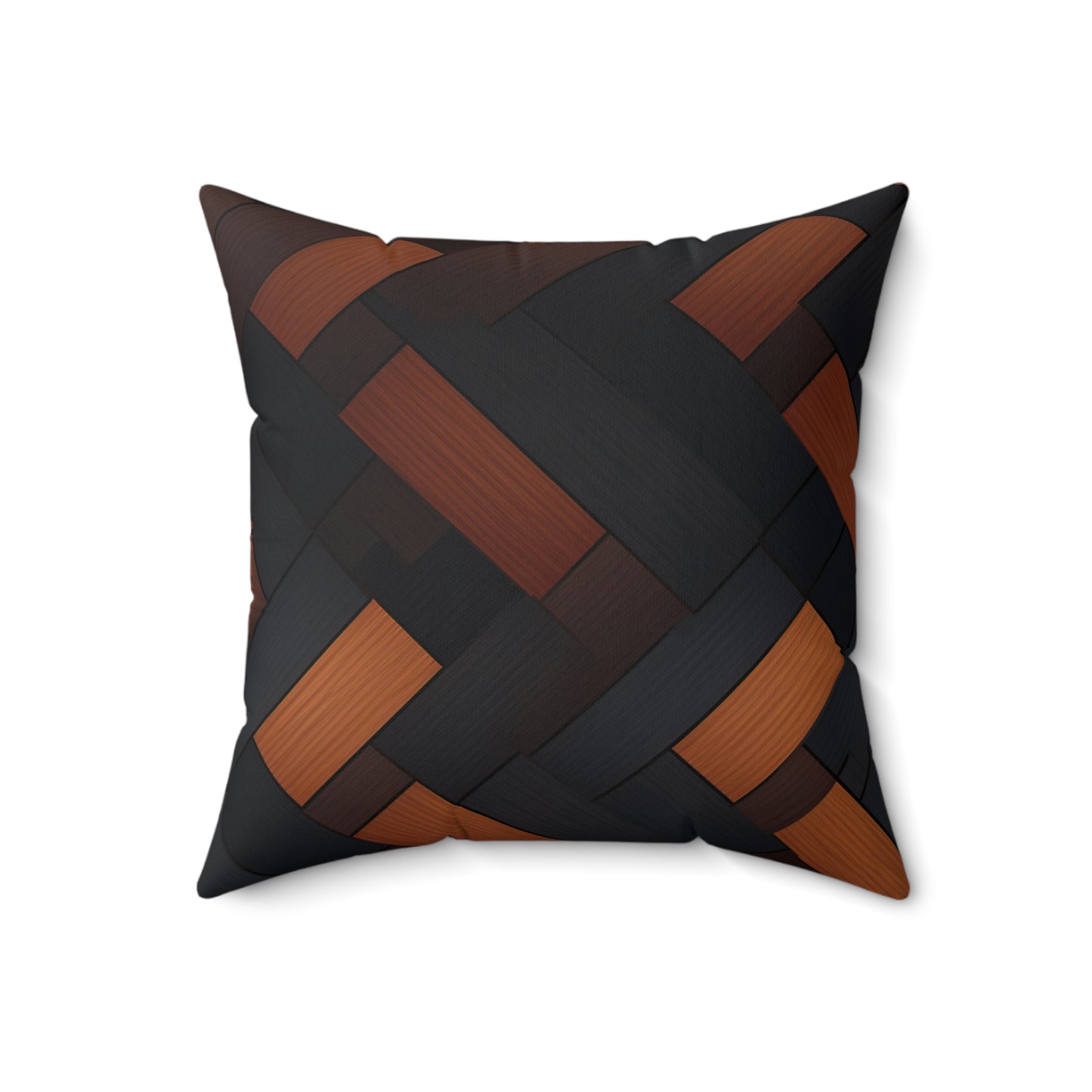 Brown Geometric Design Polyester Square Pillow