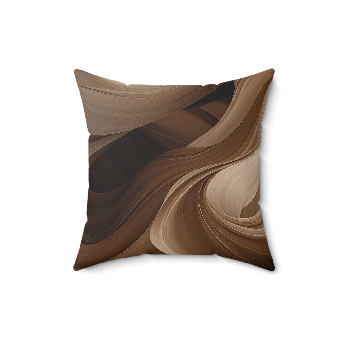 Monochrome Brown Abstract Polyester Square Pillow