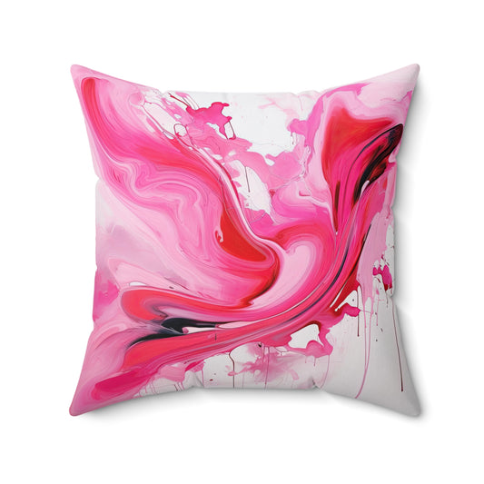 "Pink Abstract" Spun Polyester Square Pillow