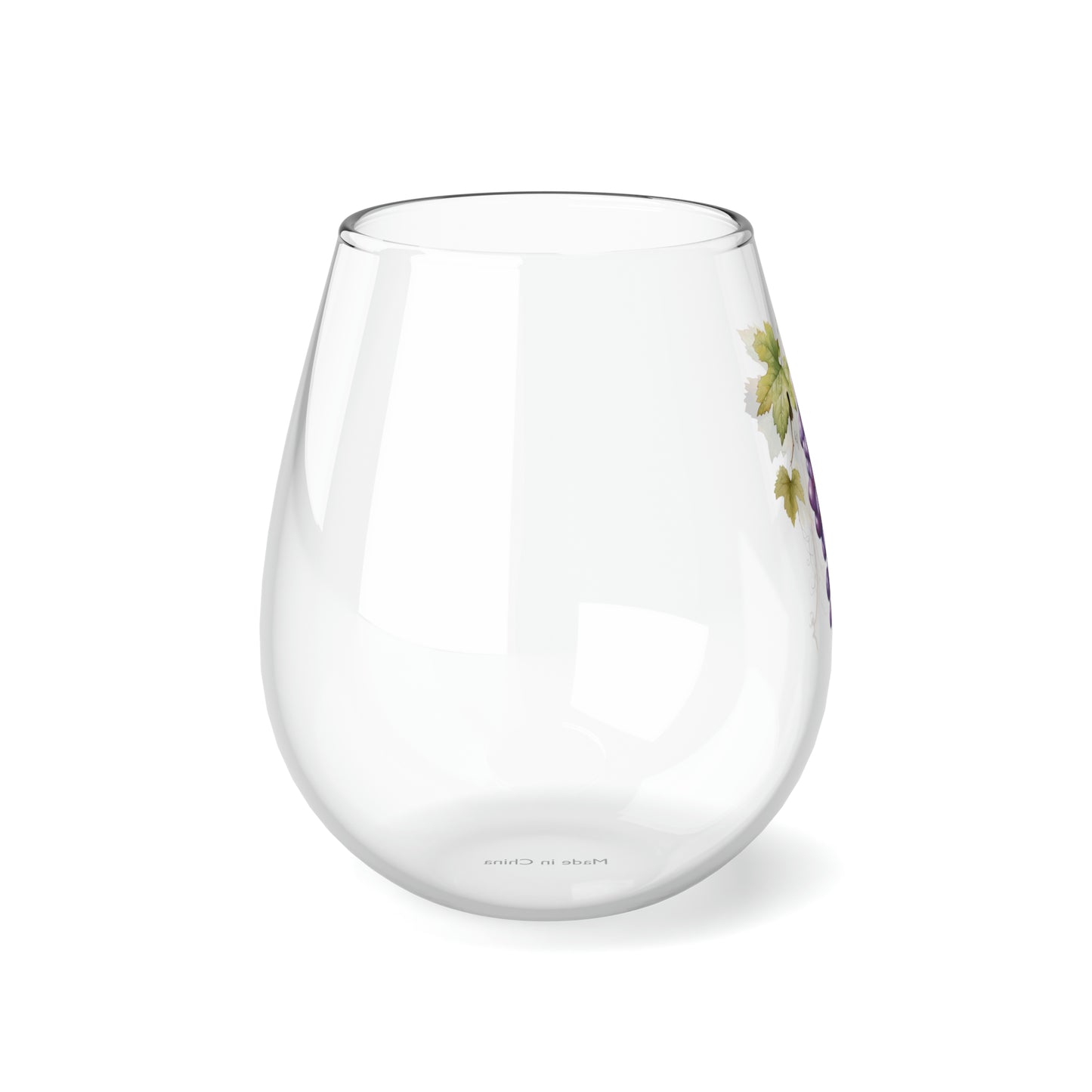 Purple Grapes Stemless Wine Glass, 11.75oz