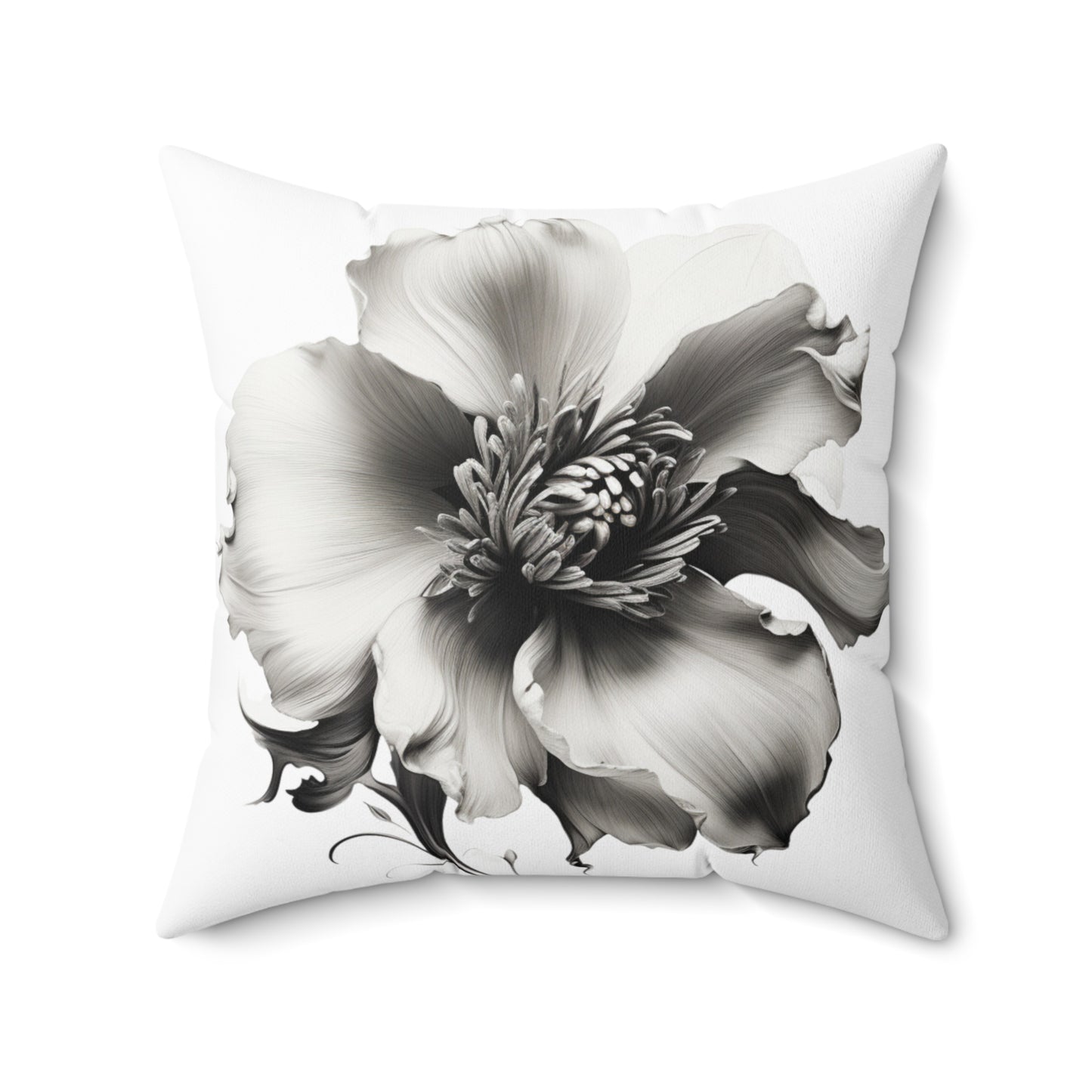 "Greyscale Flower" Spun Polyester Square Pillow