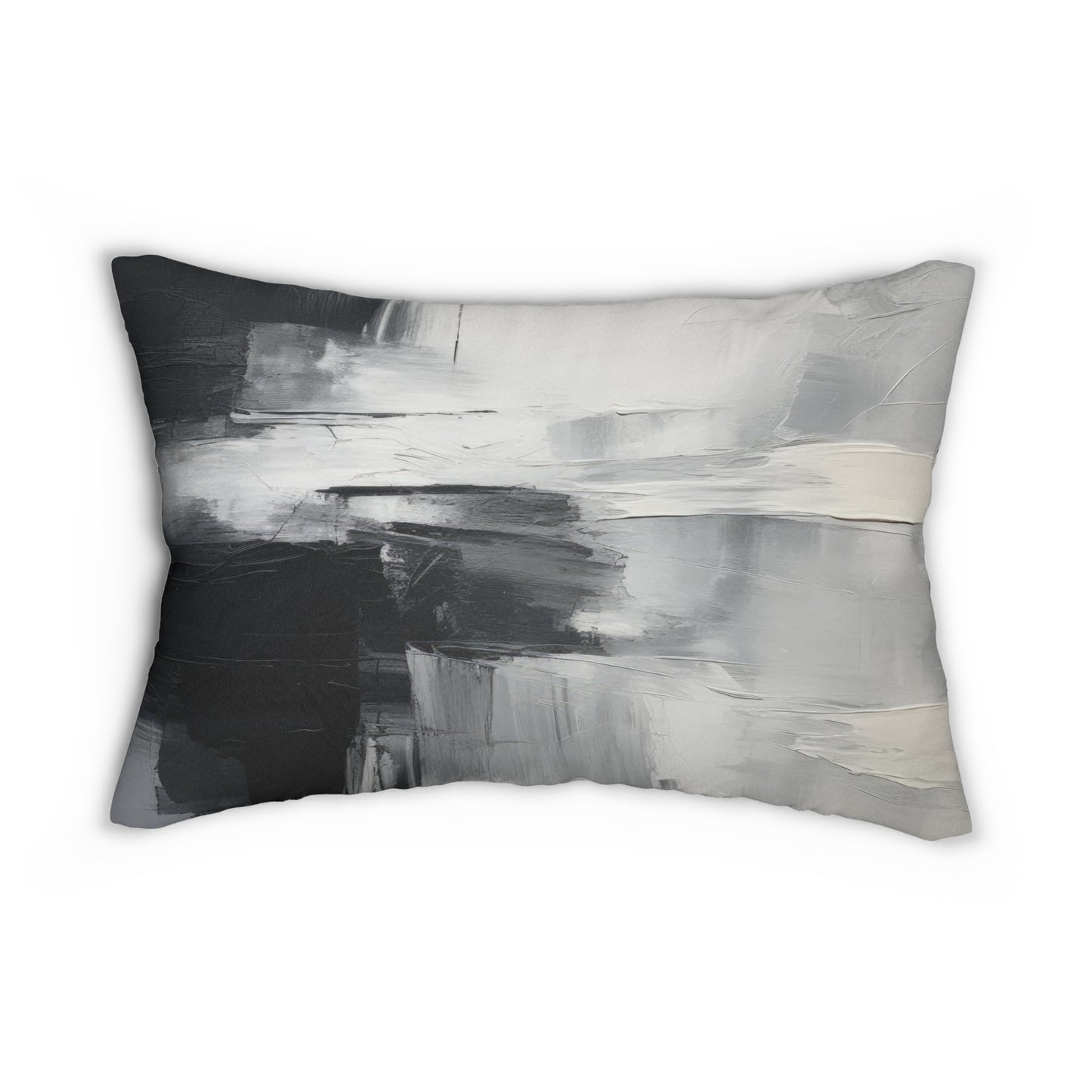 Greyscale Abstract Spun Polyester Lumbar Pillow