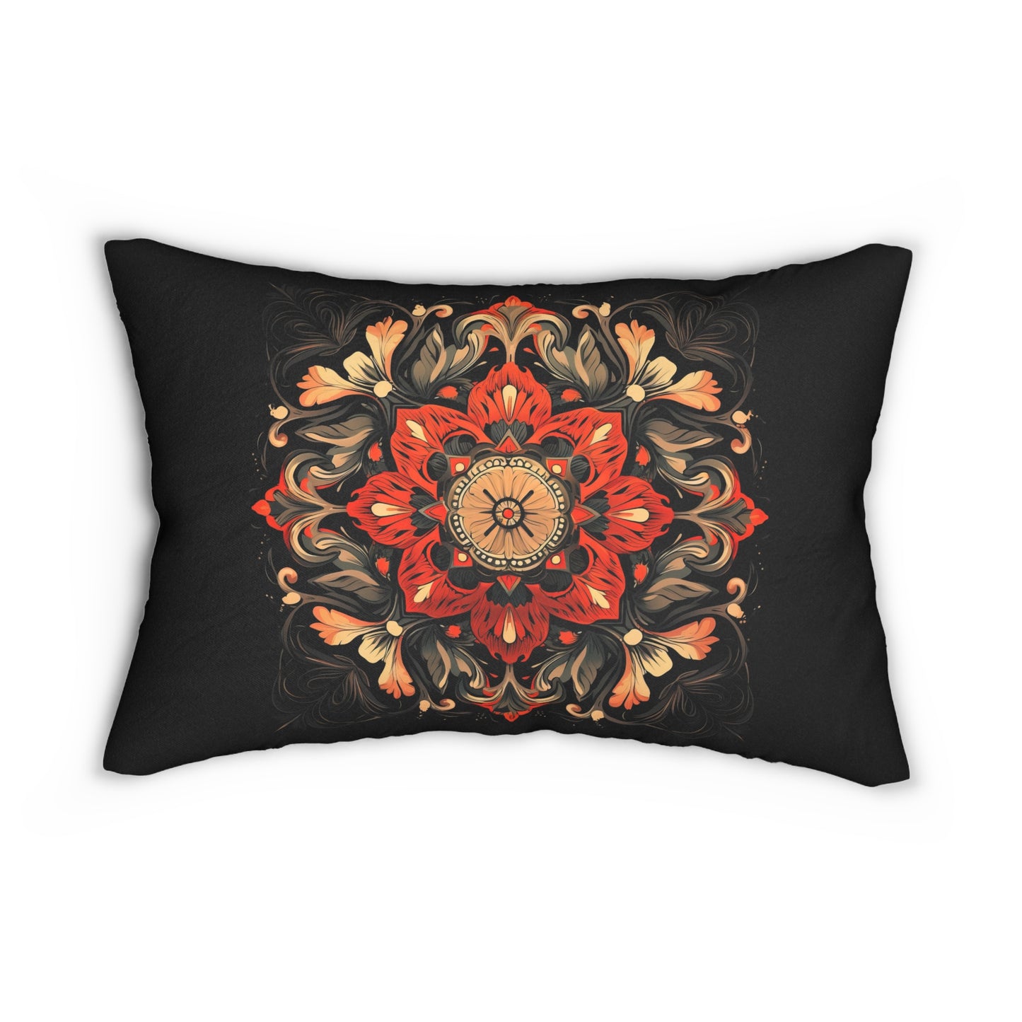 Abstract Blossom Spun Polyester Lumbar Pillow