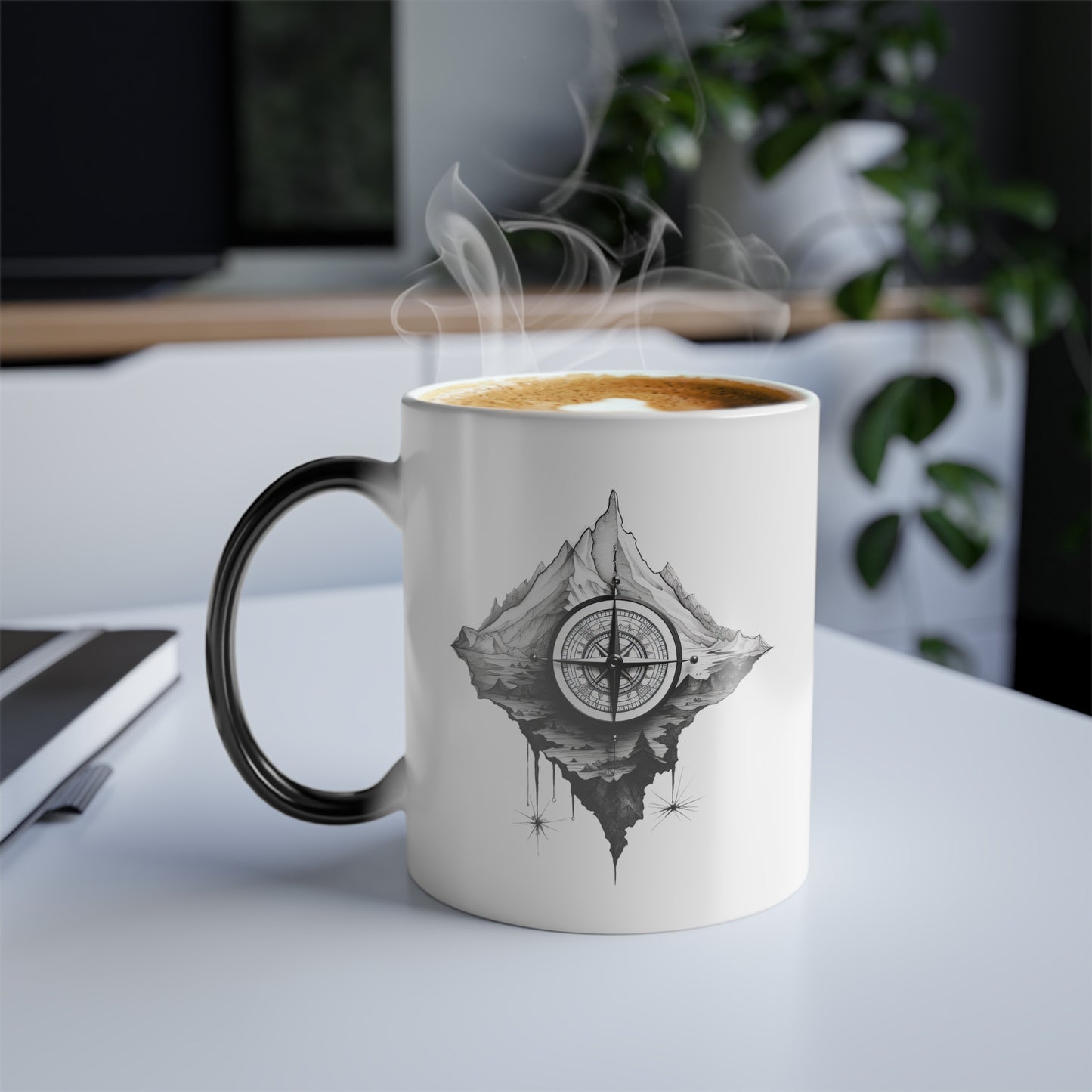 "Greyscale Compass" Magic Mug, 11oz