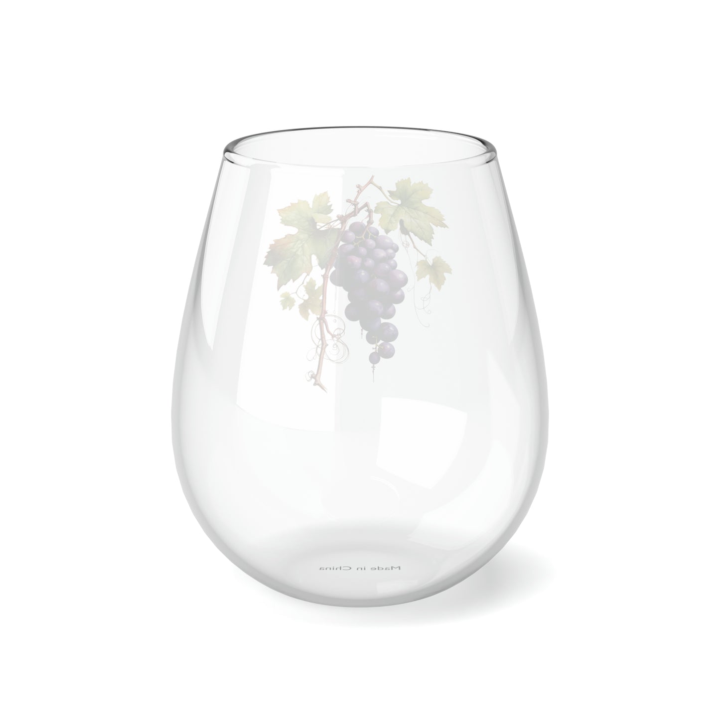 Purple Grapes Stemless Wine Glass, 11.75oz