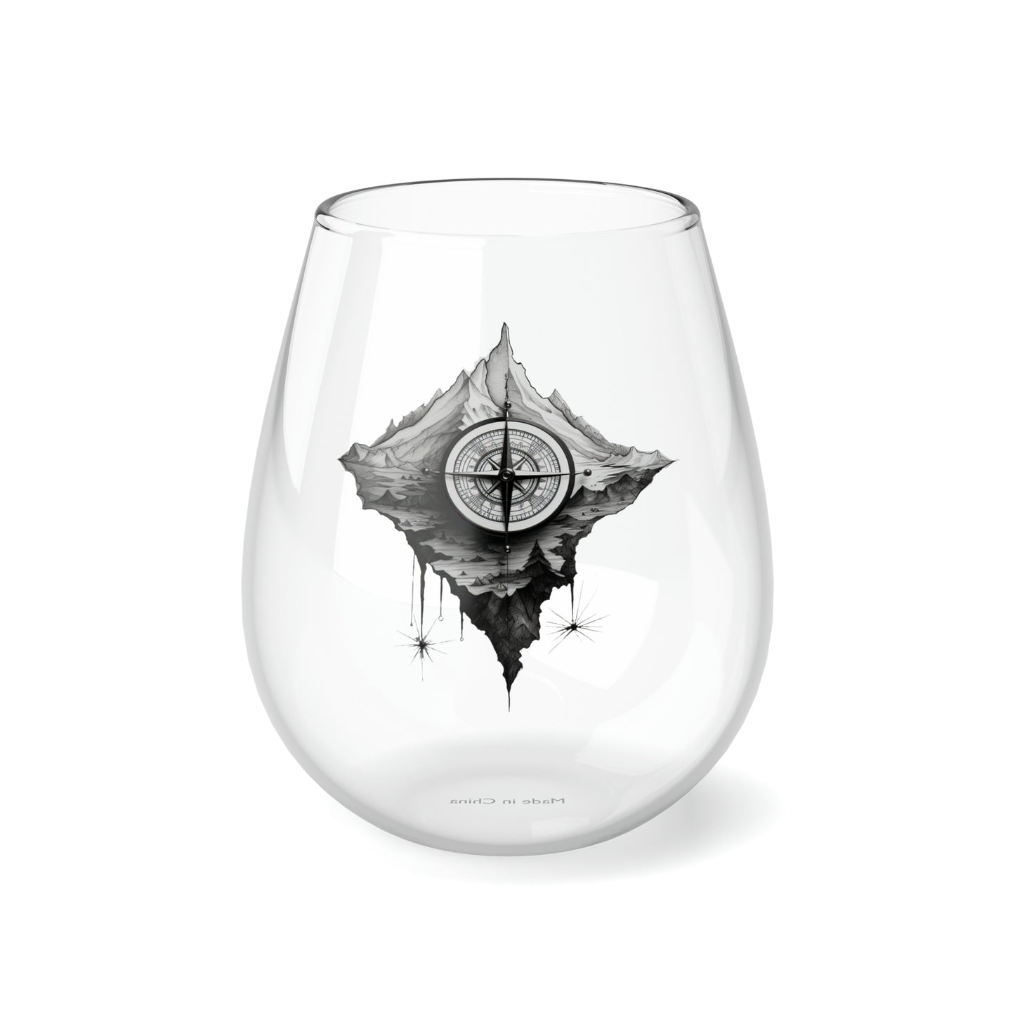 Greyscale Compass Stemless Wine Glass, 11.75oz