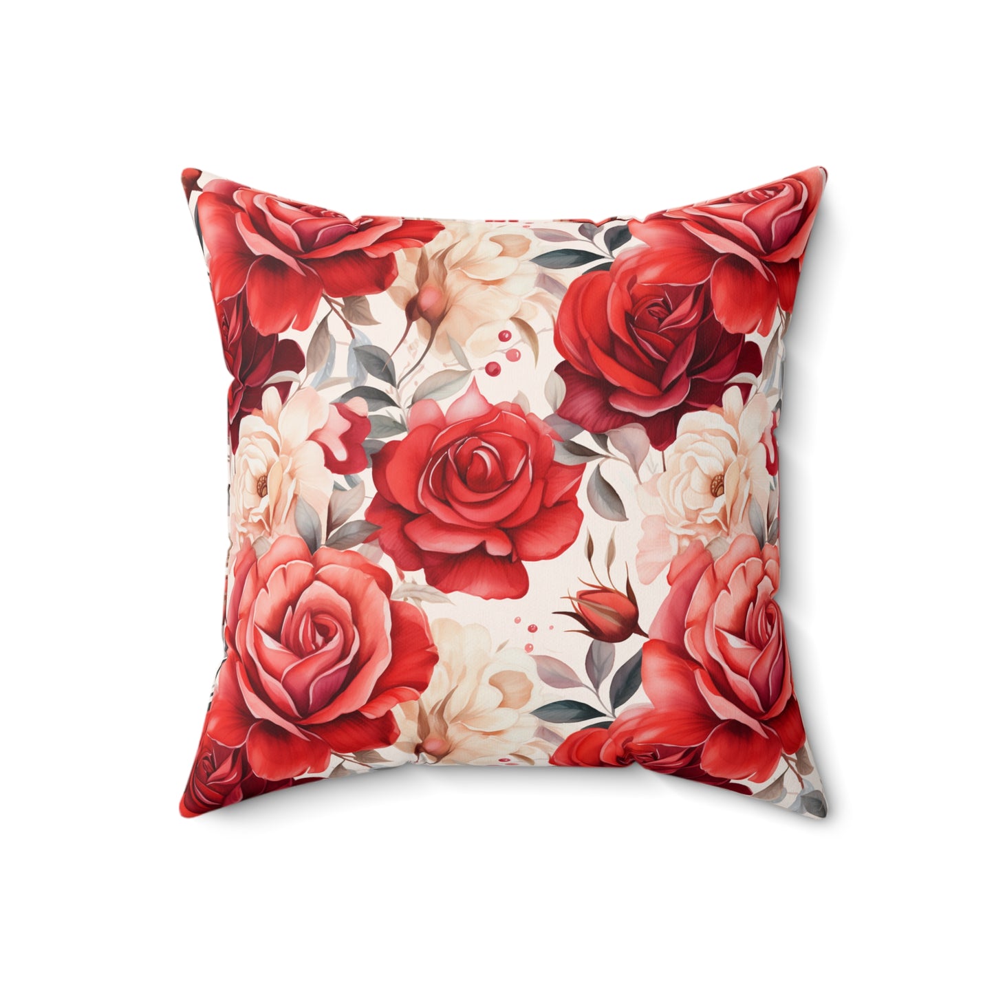 "Rosey Pattern" Spun Polyester Square Pillow