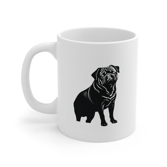 Dog Mug, Pug Silhouette, 11oz