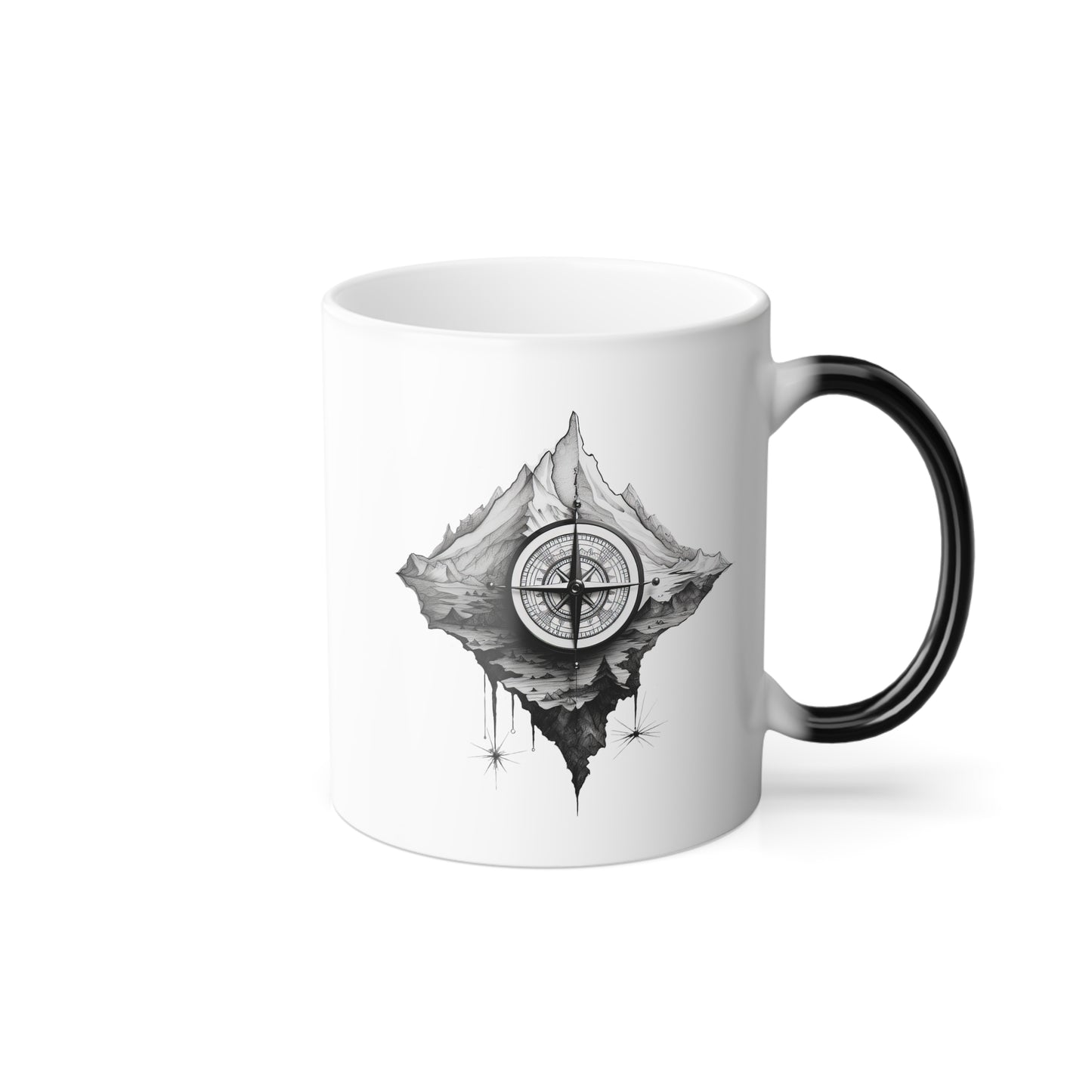 "Greyscale Compass" Magic Mug, 11oz