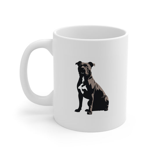 Dog Mug, American Pit Bull Silhouette, 11oz