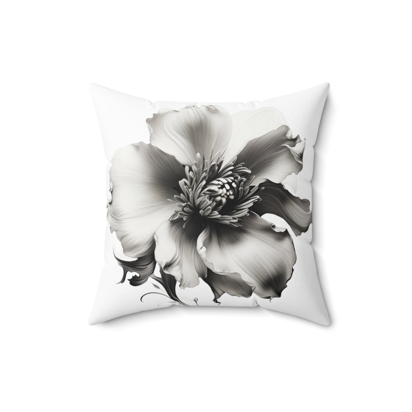 "Greyscale Flower" Spun Polyester Square Pillow