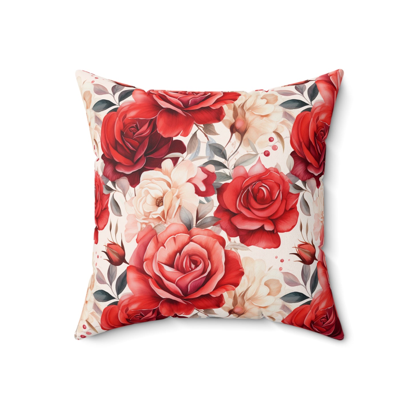 "Rosey Pattern" Spun Polyester Square Pillow