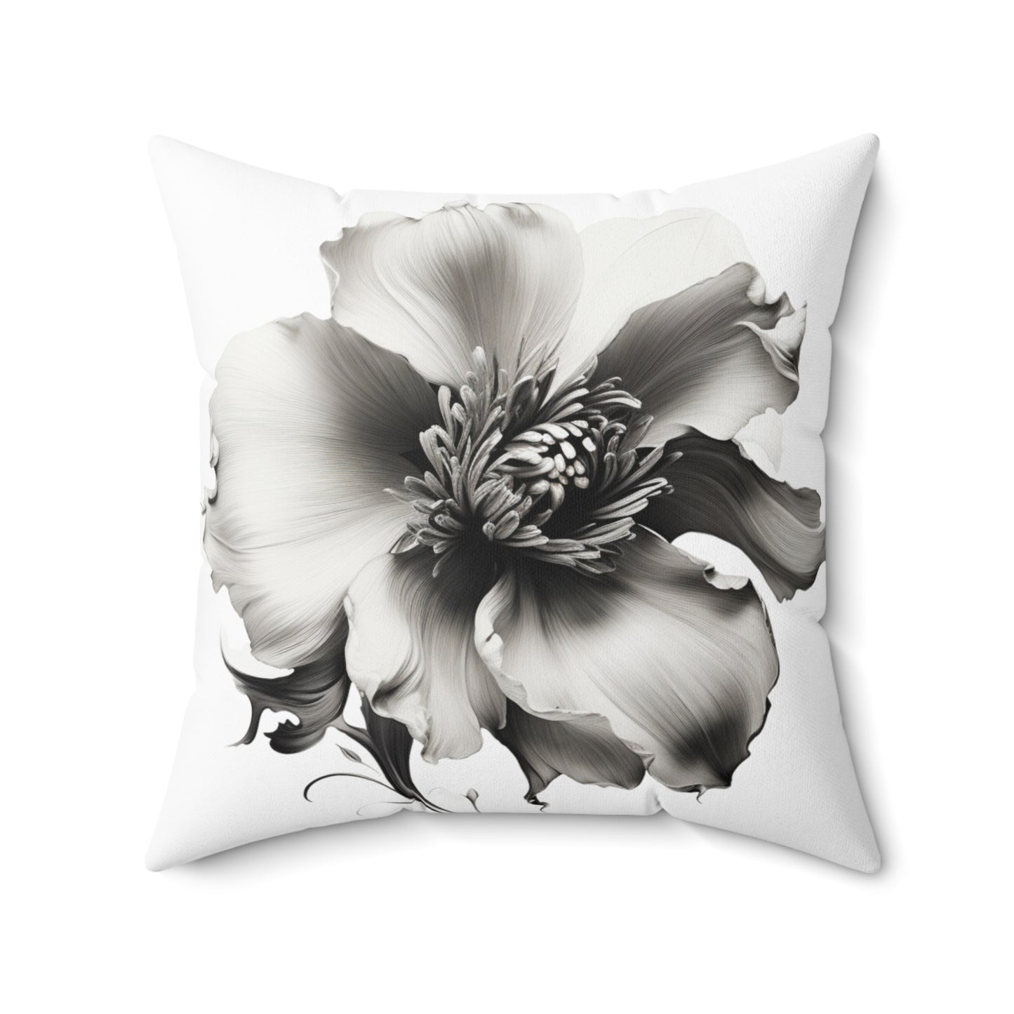 "Greyscale Flower" Spun Polyester Square Pillow