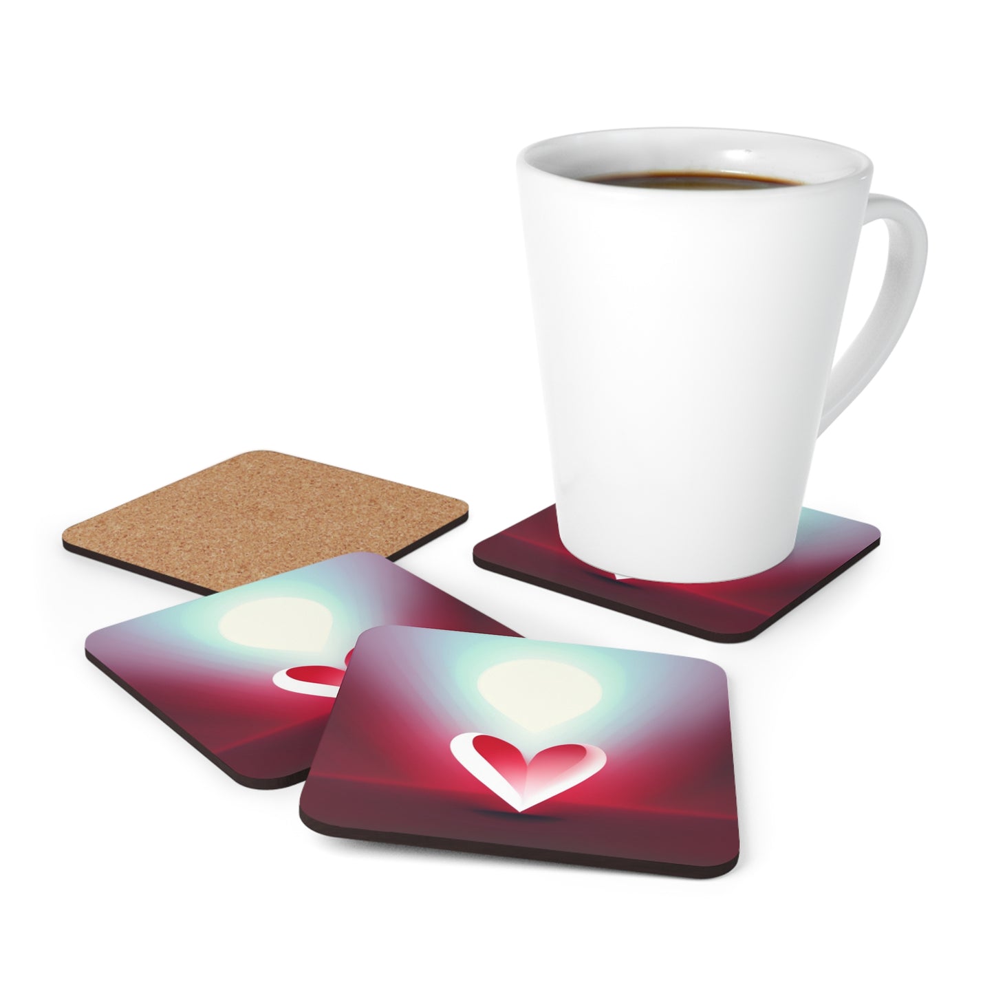 Valentine's Day Corkwood Coaster Set