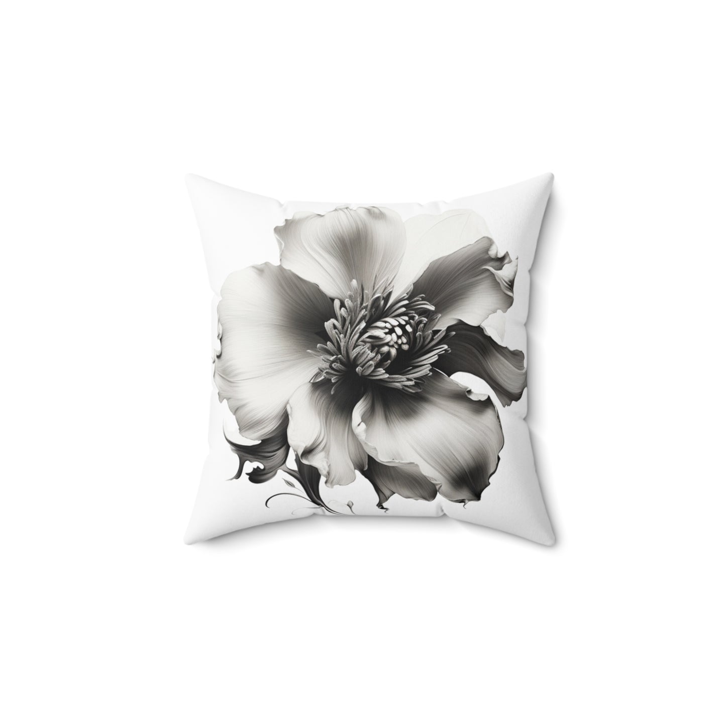 "Greyscale Flower" Spun Polyester Square Pillow